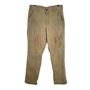 Carhartt Men's Relaxed Fit Carpenter Pants 34x34 Brown Tan Thrashed *Read